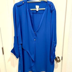 Cobalt Blue Chico’s ¾ Sleeve Flowy Blouse